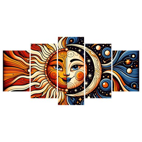 5-DÍLNÝ OBRAZ SLUNCE A MĚSÍC - OBRAZY MĚSÍC - OBRAZY
