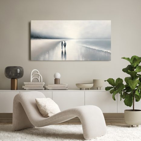 WANDBILD LIEBESPAAR AN DER KÜSTE - BILDER MEER UND STRAND - BILDER