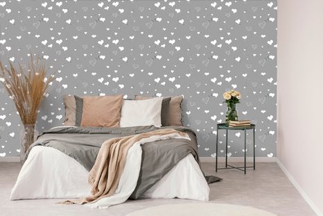 SAMOLEPÍCÍ TAPETA ROZTOMILÉ BÍLÉ SRDÍČKA - SAMOLEPÍCÍ TAPETY - TAPETY