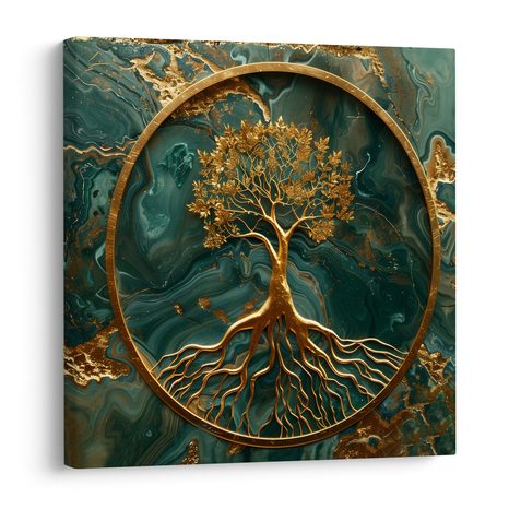 FOTO OP CANVAS LEVENSBOOM IN CIRKEL VAN ELEGANTIE - SCHILDERIJEN - MEGA UITVERKOOP TOT 70% 🔥