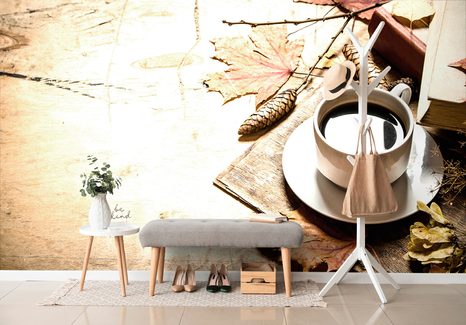 SELBSTKLEBENDE FOTOTAPETE TASSE KAFFEE IM HERBST-TOUCH - SELBSTKLEBENDE TAPETEN - TAPETEN