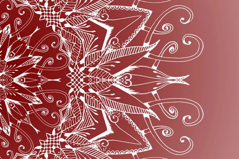 OBRAZ BÍLÁ MANDALA NA BORDOVÉM POZADÍ - OBRAZY FENG SHUI - OBRAZY