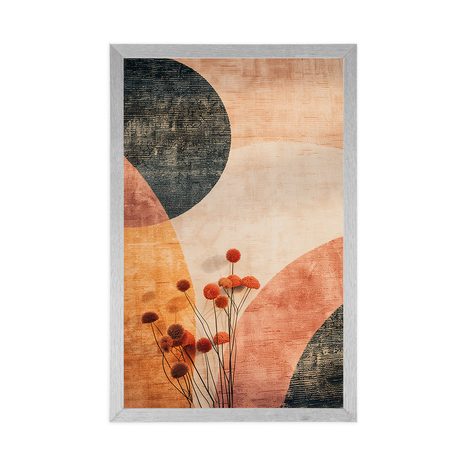 PLAGÁT VZORY S KVETINOU PEACH FUZZ - ABSTRAKTNÉ TVARY - PLAGÁTY