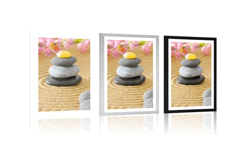POSTER WITH MOUNT PYRAMID OF ZEN STONES - FENG SHUI - POSTERS