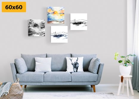 SET OBRAZOV V ZAUJÍMAVEJ KOMBINÁCII OLEJOMALIEB - ZOSTAVY OBRAZOV - OBRAZY