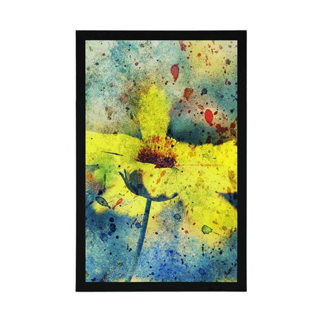 POSTER GELBE BLUME MIT EINEM VINTAGE-HAUCH - VINTAGE UND RETRO - POSTER