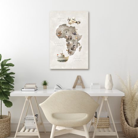 OBRAZ DĚTSKÁ MAPA AFRIKY SE ZVÍŘATY - DĚTSKÉ MAPY - OBRAZY