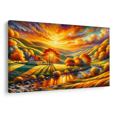 OBRAZ PODZIMNÍ KRAJINA SE ZÁPADEM - OBRAZY VÝCHOD A ZÁPAD SLUNCE - OBRAZY