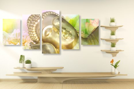 5-CZĘŚCIOWY OBRAZ ŚPIĄCY BUDDA - OBRAZY FENG SHUI - OBRAZY