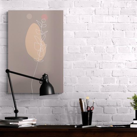 QUADRO SU TELA – FOGLIA MINIMALISTA NO3 - QUADRI FORME ASTRATTE - STAMPE E QUADRI