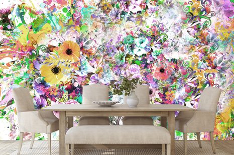 SAMOPRZYLEPNA TAPETA KOLOROWE KWIATY - TAPETY SAMOPRZYLEPNE - TAPETY