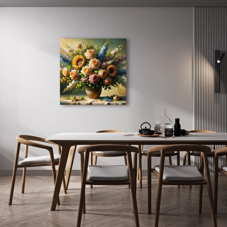 OBRAZ KYTICE RŮŽÍ A SLUNEČNIC - OBRAZY KVĚTŮ - OBRAZY