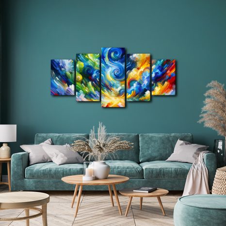 5-DÍLNÝ OBRAZ VÍR BAREVNÉHO NEBE - ABSTRAKTNÍ OBRAZY - OBRAZY