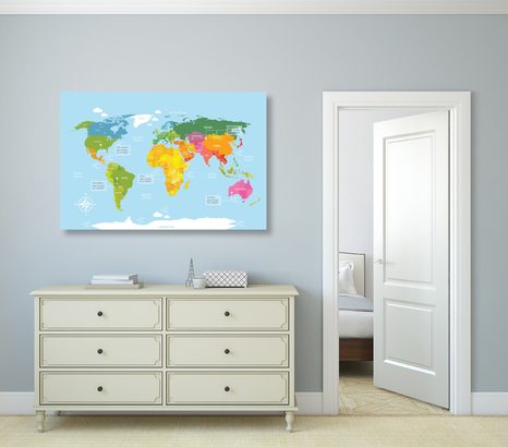 WANDBILD AUF KORK AUSSERGEWÖHNLICHE WELTKARTE - WANDBILDER AUF KORK - BILDER