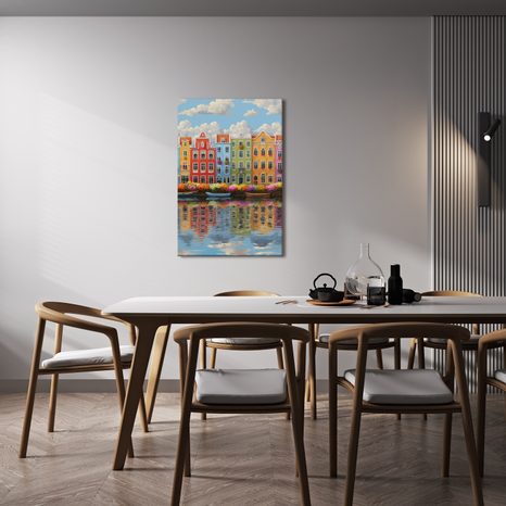 OBRAZ MĚSTSKÉ KOUZLO NA VODĚ - BAREVNÉ DOMY - PICTURES