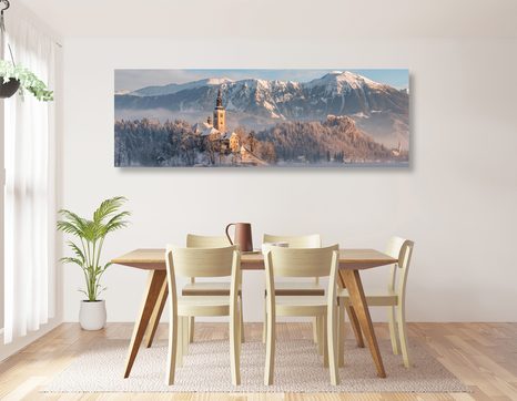 OBRAZ KOSTEL U JEZERA BLED VE SLOVINSKU - OBRAZY PŘÍRODY A KRAJINY - OBRAZY