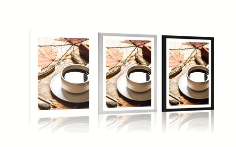 POSTER – TAZZA DI CAFFÈ CON TOCCO AUTUNNALE - CON MOTIVO CUCINA - POSTER