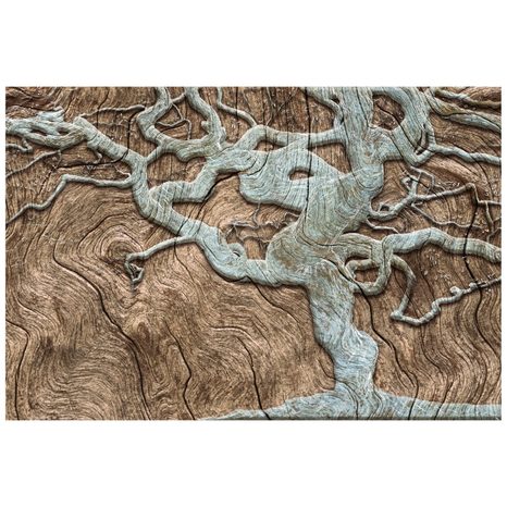 TAPETA ABSTRAKTNÍ STROM NA DŘEVĚ V BÉŽOVÉM - TAPETY PŘÍRODA - TAPETY