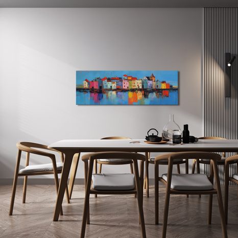 WANDBILD REFLEXIONEN STÄDTISCHER FARBEN - BUNTE HÄUSER - BILDER