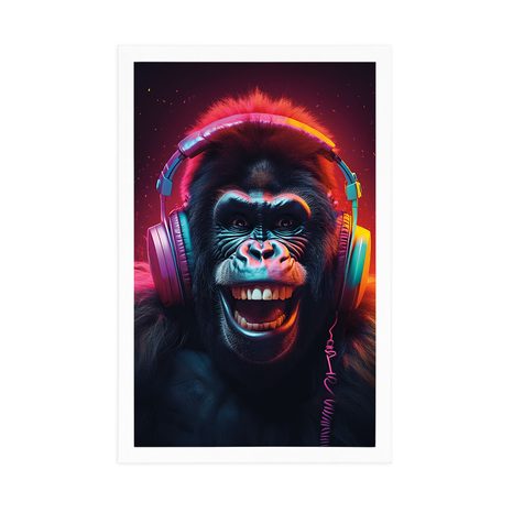 PLAGÁT GORILA SO SLÚCHADLAMI - PÁRTY ZVIERATÁ SO SLÚCHADLAMI - PLAGÁTY