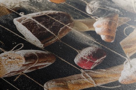 WANDBILD AM SEIL HÄNGENDES GEBÄCK - BILDER VON ESSEN UND GETRÄNKEN - BILDER