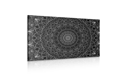 OBRAZ DETAILNÍ OZDOBNÁ MANDALA V ČERNOBÍLÉM PROVEDENÍ - ČERNOBÍLÉ OBRAZY - OBRAZY