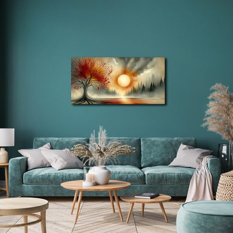 WANDBILD LEBENSBAUM IM HERBST AM SEE - BILDER BÄUME DES LEBENS - BILDER