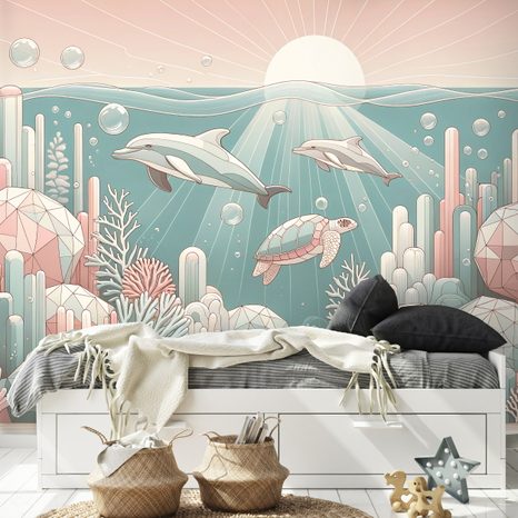 TAPETE UNTERWASSERWELT IN PASTELLFARBEN - KINDERTAPETEN - TAPETEN