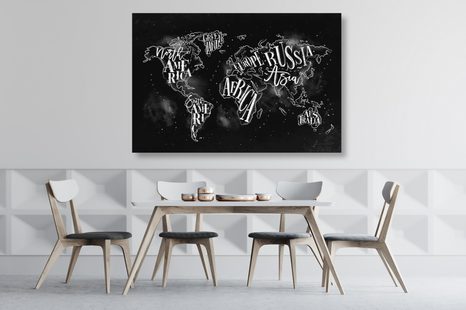 TABLOU HARTA LUMII TREND ÎN ALB-NEGRU - TABLOURI CU HĂRȚI - TABLOURI