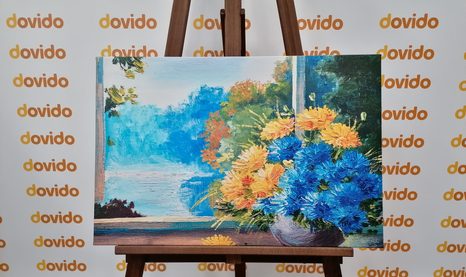 КАРТИНА НА ПЛАТНО – ПРОЛЕТЕН БУКЕТ ДО ПРОЗОРЕЦА - КАРТИНИ С ЦВЕТЯ - КАРТИНИ