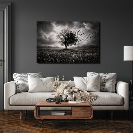 WANDBILD LEBENSBAUM IM STURM - HALLOWEEN- UND HORROR-BILDER - BILDER