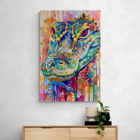 STAMPA SU TELA – COCCODRILLO CON IMITAZIONE DI PITTURA - QUATTRO IMMAGINI DI COCCODRILLI - STAMPE E QUADRI