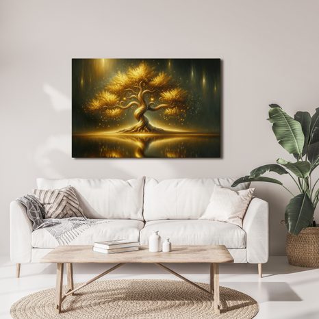 WANDBILD LEUCHTENDER LEBENSBAUM IN DER NACHT - BILDER BÄUME DES LEBENS - BILDER