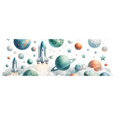 OBRAZ RAKETOPLÁN V OBLACÍCH - DĚTSKÉ OBRAZY VESMÍR - OBRAZY