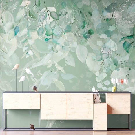 WALLPAPER PASTEL GREEN LEAVES - WALLPAPERS - 🔥 TOTAL SALE 🔥