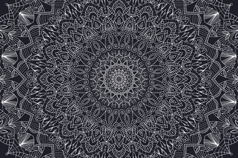 SAMOLEPÍCÍ TAPETA DETAILNÍ OZDOBNÁ MANDALA V ČERNOBÍLÉM - SAMOLEPÍCÍ TAPETY - TAPETY
