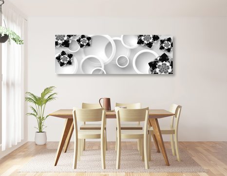 WANDBILD BLUMEN-SCHMUCK IN SCHWARZ-WEISS - SCHWARZ-WEISSE BILDER - BILDER