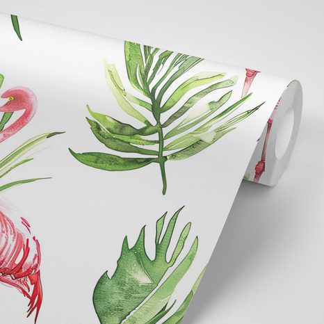 SELBSTKLEBENDE TAPETE FLAMINGOS IN DEN TROPEN - SELBSTKLEBENDE TAPETEN - TAPETEN