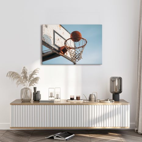WANDBILD STÄDTISCHER BASKETBALLKORB - BILDER VON STÄDTEN - BILDER