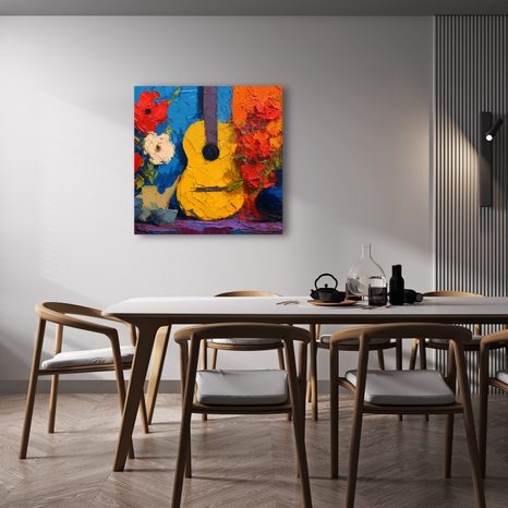 SLIKA GITARA S CVJETNOM KOMPOZICIJOM - GLAZBENE SLIKE - SLIKE