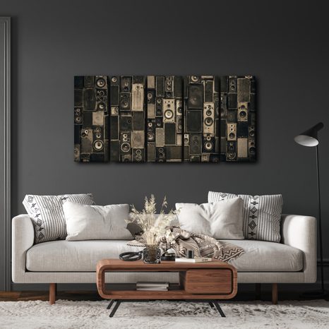 5-TEILIGES WANDBILD VINTAGE LAUTSPRECHER - MUSIKBILDER - BILDER