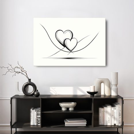 WANDBILD VERSCHLUNGENE HERZEN IN LINIEN - BILDER MIT LIEBESMOTIVEN - BILDER