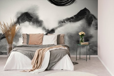 SELBSTKLEBENDE TAPETE SCHWARZ-WEISSES JAPANISCHES GEMÄLDE - SELBSTKLEBENDE TAPETEN - TAPETEN