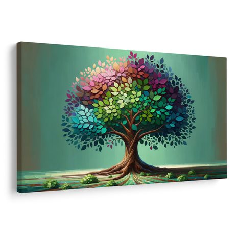 WANDBILD BAUM DES LEBENS REGENBOGEN AUF ZWEIGEN - BILDER BÄUME DES LEBENS - BILDER