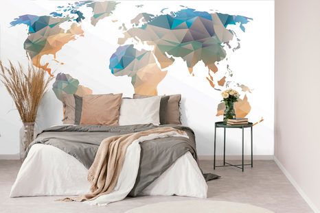 SAMOLEPÍCÍ TAPETA POLYGONÁLNÍ MAPA SVĚTA - SAMOLEPÍCÍ TAPETY - TAPETY