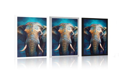 POSTER – ELEFANTE BLU-ORO - SIGNORI DEL REGNO ANIMALE - POSTER
