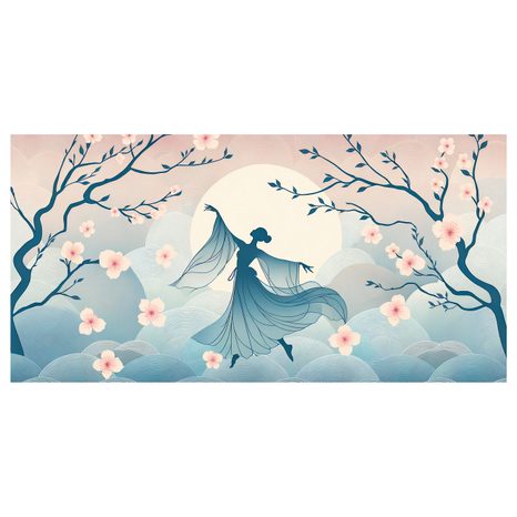 OBRAZ SILUETA TANEČNICE MEZI SAKURAMI - OBRAZY ŽENY - OBRAZY
