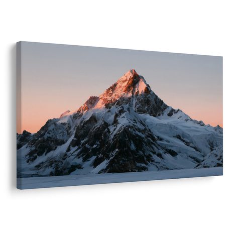 TABLEAU SUR TOILE – SOMMET ENNEIGÉ AU CRÉPUSCULE - TABLEAUX DE MONTAGNE - TABLEAUX