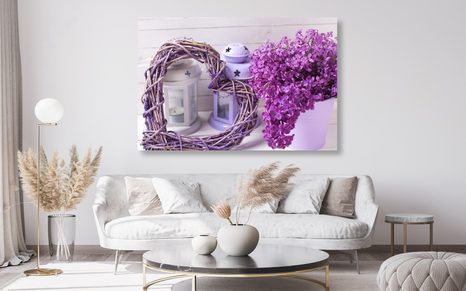 OBRAZ PROUTĚNÉ SRDCE S LUCERNIČKY A ŠEŘÍKEM - VINTAGE A RETRO OBRAZY - OBRAZY