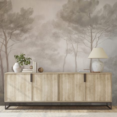 TAPETA GOZDNA POKRAJINA V NEŽNI MEGLI - TAPETE GOZD - TAPETE